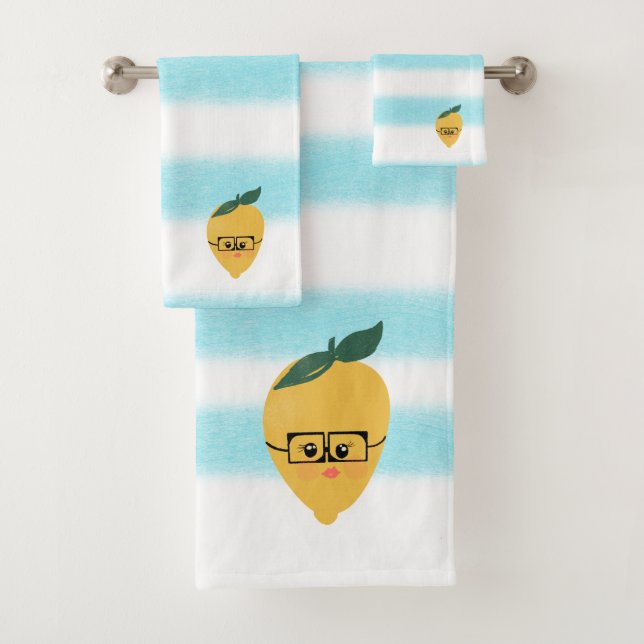 Conjunto De Toalhas Imagem engraçada de desenho animado de limão amare (Insitu)