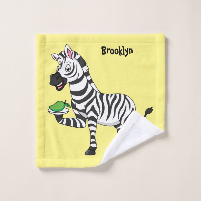 Conjunto De Toalhas Imagem engraçada de desenho animado zebra (Pano de lavar)
