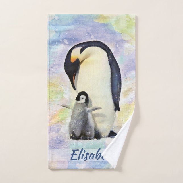 Conjunto De Toalhas Imperador Pinguim com Pintinho de Bebê (Toalha de mão)