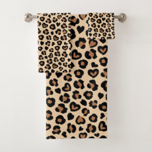 Conjunto De Toalhas Impressão Animal, Leopardo Castanho, Manchas de Ch