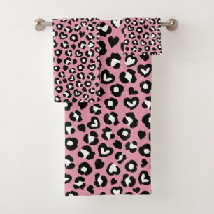 Conjunto De Toalhas Impressão Animal, Leopardo Rosa, Manchas de Chita,