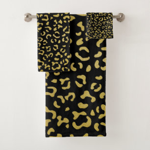Conjunto De Toalhas Impressão Animal, Manchas Leopardo, Brilho - Pret
