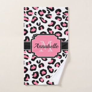 Conjunto De Toalhas Impressão cor-de-rosa do leopardo