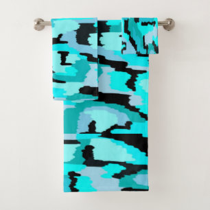 Conjunto De Toalhas Impressão de Abstrato preto e branco