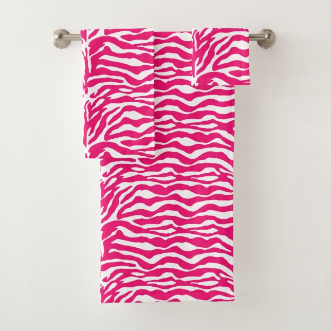 Conjunto De Toalhas Impressão de animais selvagens, Zebra em rosa e br (Insitu)