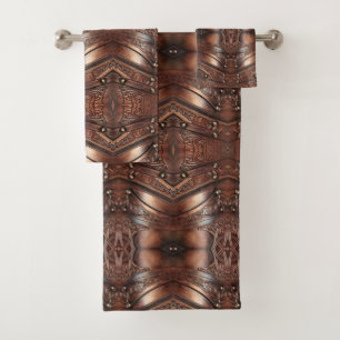 Conjunto De Toalhas impressão de couro marrom