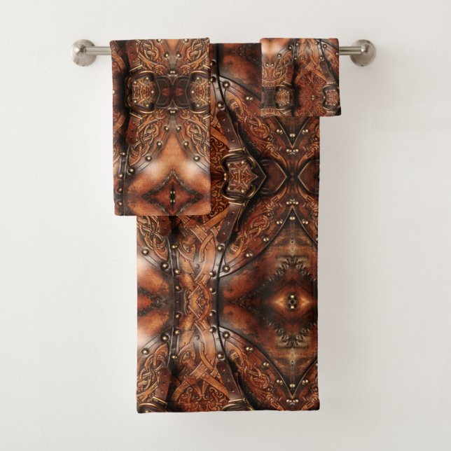Conjunto De Toalhas impressão de couro marrom de armadura (Insitu)