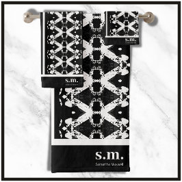 Conjunto De Toalhas Impressão de distribuição geométrica a preto e bra