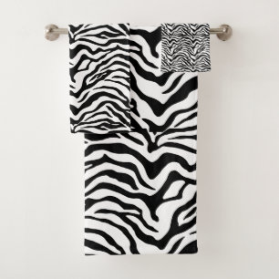 Conjunto De Toalhas Impressão de faixa de zebra branca e negra