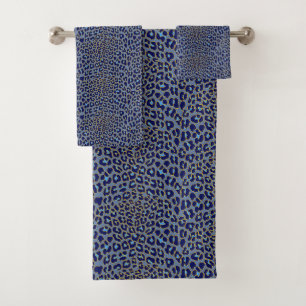 Conjunto De Toalhas Impressão de leopardo azul