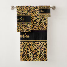 Impressão de leopardo em ouro preto Chic Personali