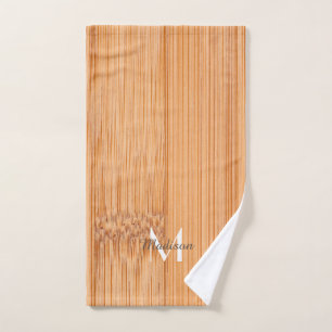 Conjunto De Toalhas impressão de madeira de bambu, castanho-claro Leg