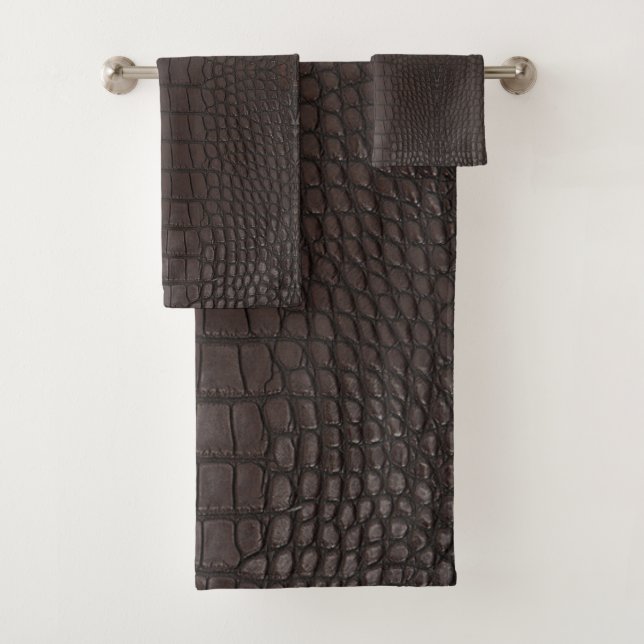 Conjunto De Toalhas Impressão de Textura de Alligador Marrom (Insitu)