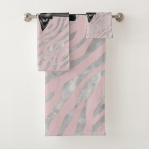 Conjunto De Toalhas Impressão de Trevo Rosa Rosa-Rosa-Arco Glam Preto