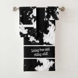 Conjunto De Toalhas Impressão de Vaca Negra e Branca