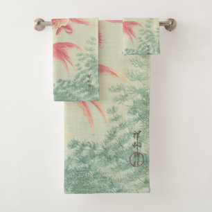 Conjunto De Toalhas Impressão de Woodblock japonês de Goldfish Vinta