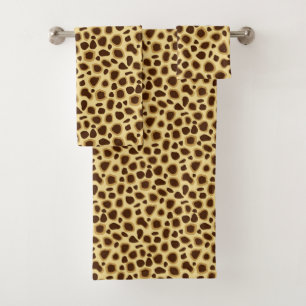 Conjunto De Toalhas Impressão do leopardo, castanho chocolate e camel