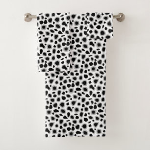 Conjunto De Toalhas Impressão do leopardo, preto e branco