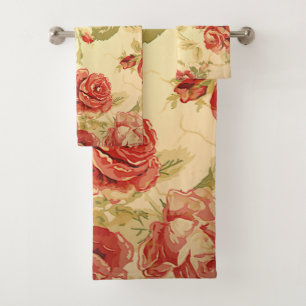 Conjunto De Toalhas Impressão do rosa da antiguidade