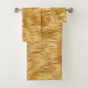 Conjunto De Toalhas Impressão Elegante de Tigre Dourado