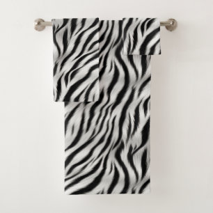 Conjunto De Toalhas Impressão em Safari - Impressão em Zebra Branca Ne