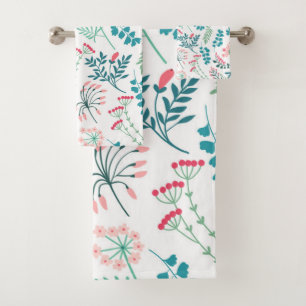 Conjunto De Toalhas Impressão Floral Moderno