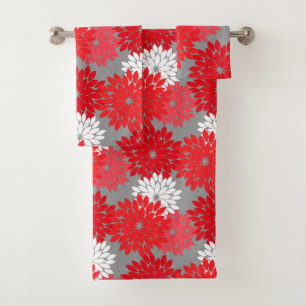 Conjunto De Toalhas Impressão floral moderno do quimono, vermelho e