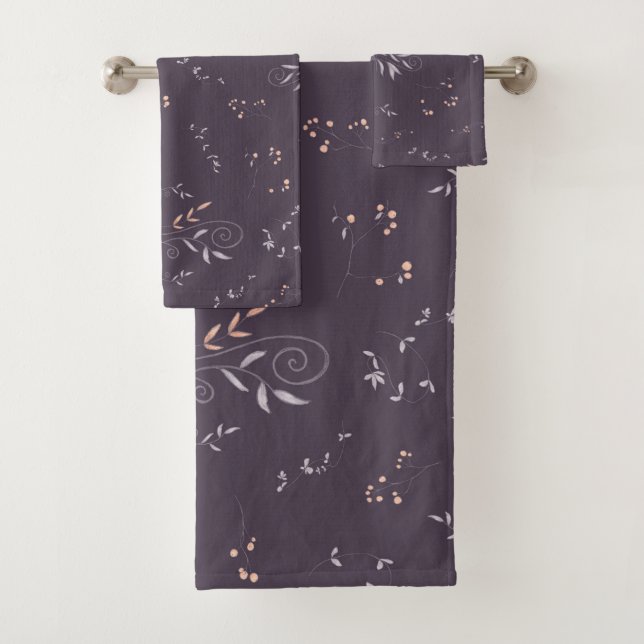 Conjunto De Toalhas Impressão floral roxo (Insitu)