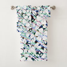 Impressão Floral Verde de Mint Azul Marinho Modern