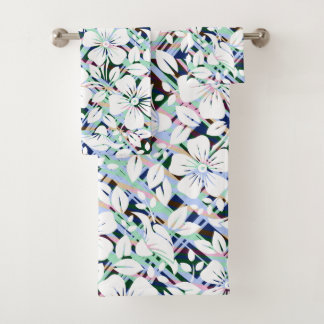 Conjunto De Toalhas Impressão Floral Verde de Mint Azul Marinho Modern