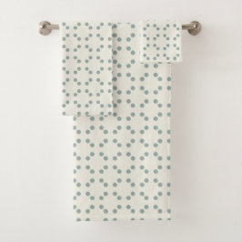 Conjunto De Toalhas Impressão geométrico branco com bolinhas azul-verd