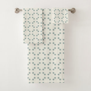 Conjunto De Toalhas Impressão geométrico branco com bolinhas azul-verd