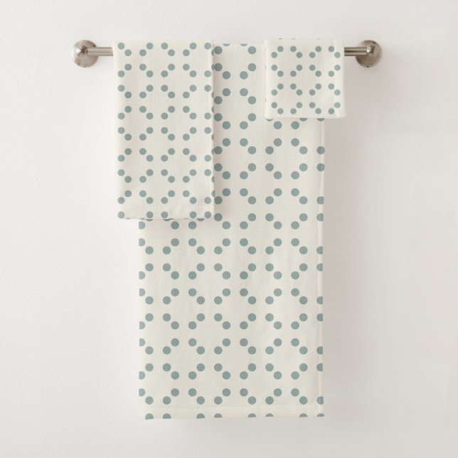 Conjunto De Toalhas Impressão geométrico branco com bolinhas azul-verd (Insitu)