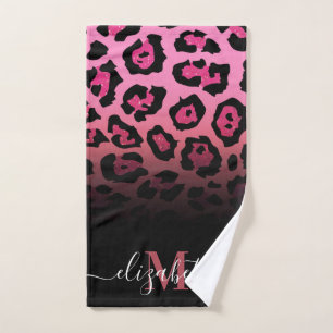 Conjunto De Toalhas Impressão Leopardo Cor-de-Rosa