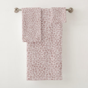 Conjunto De Toalhas Impressão Leopardo Cor-de-Rosa Esbranquiçada