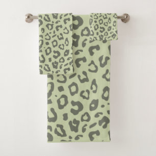 Conjunto De Toalhas Impressão Leopardo - Impressão Verde e Impressã