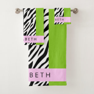 Conjunto De Toalhas Impressão Leopardo, Impressão Zebra, Verde, Seu No