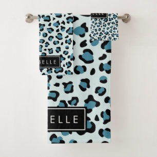 Conjunto De Toalhas Impressão Leopardo, Manchas, Leopardo Azul, Seu No