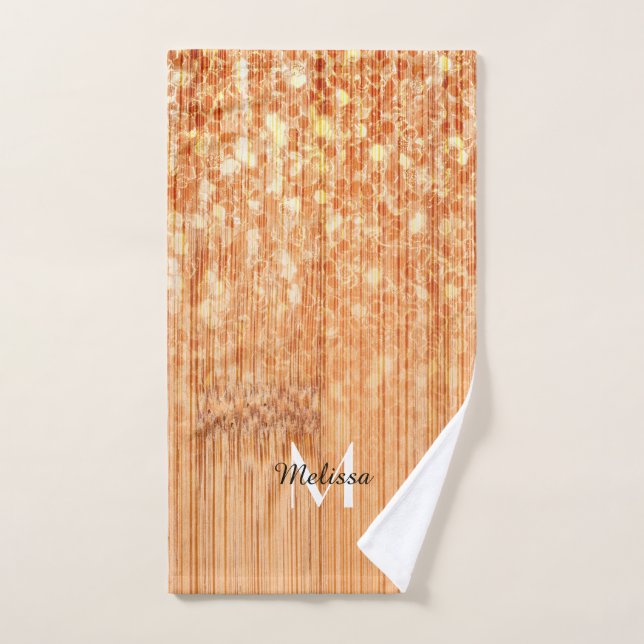 Conjunto De Toalhas Impressão Monograma de madeira de bambu, ligeirame (Toalha de mão)