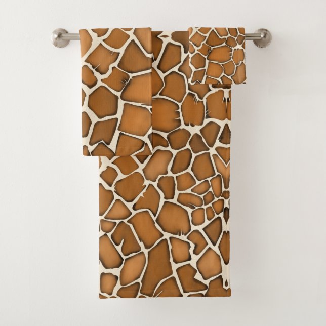 Conjunto De Toalhas Impressão Padronizada de Pele de Girafa  (Insitu)