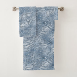 Conjunto De Toalhas Impressão Zebra com brilho azul