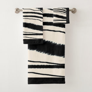Conjunto De Toalhas Impressão Zebra Contemporânea com Limite Preto
