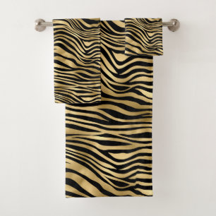 Conjunto De Toalhas Impressão Zebra na moda Dourada