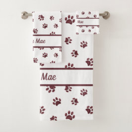 Conjunto De Toalhas Impressões de pata de brilho Douradas personalizad