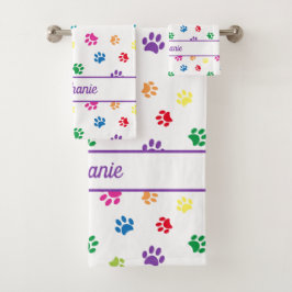 Conjunto De Toalhas Impressões de Pata Personalizadas Divertidas e Col