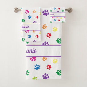 Conjunto De Toalhas Impressões de Pata Personalizadas Divertidas e Col