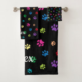 Conjunto De Toalhas Impressões pintadas coloridas em preto