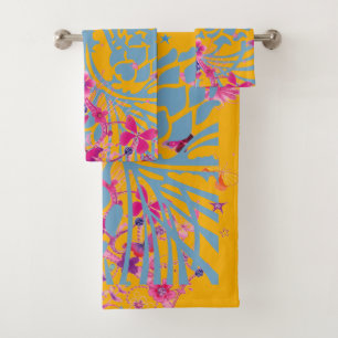 Conjunto De Toalhas Incrível padrão de borboletas femininas florais