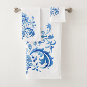 Conjunto De Toalhas Índigo Azulejo Azul Português Lisboa Botânico