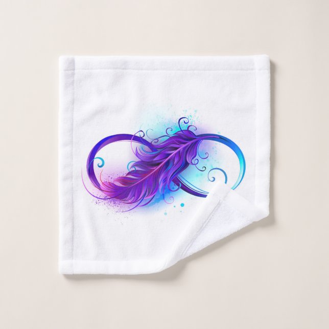 Conjunto De Toalhas Infinito com Pena Roxa (Pano de lavar)